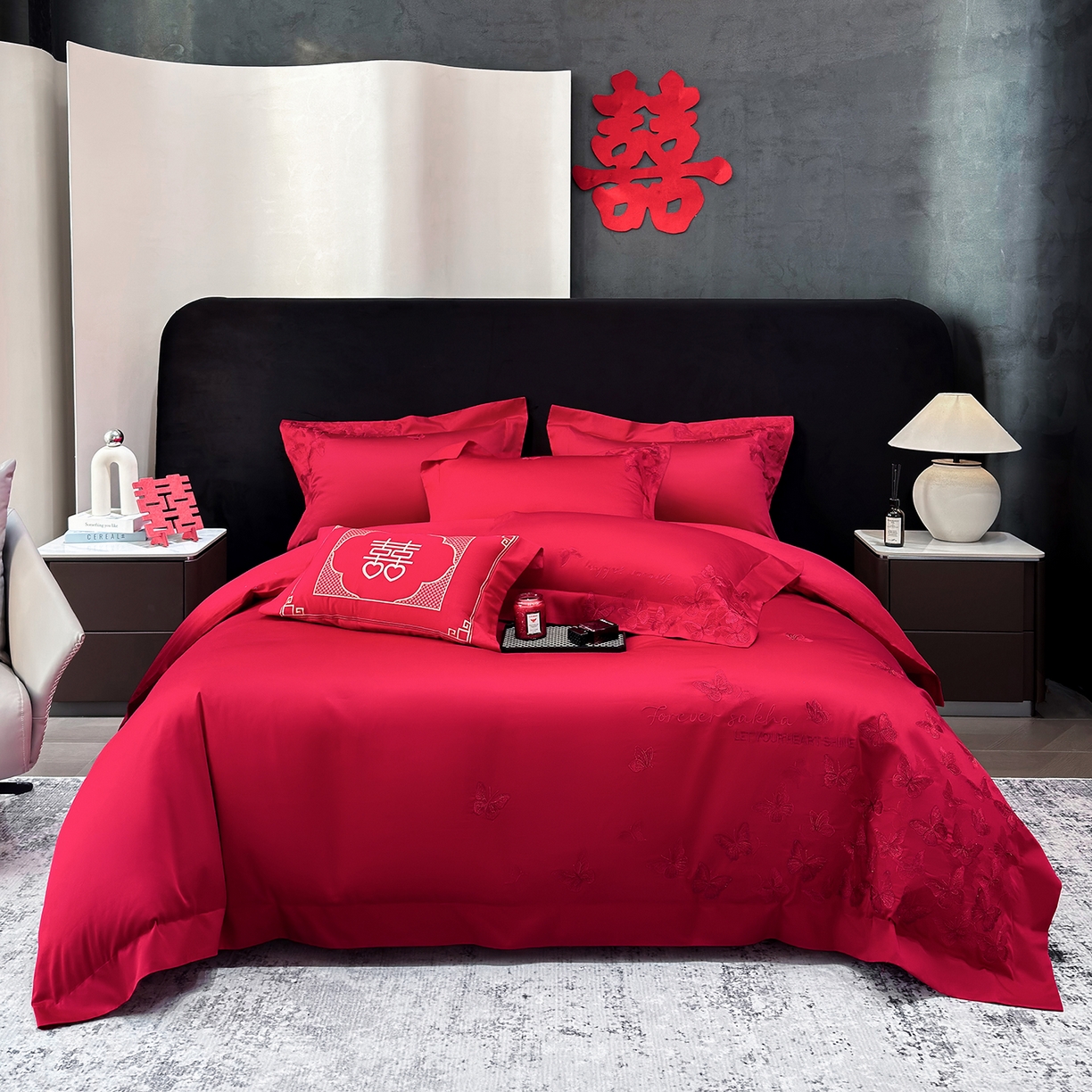 星蕴家纺 2026新款高档全棉婚庆四件套 挚爱一生