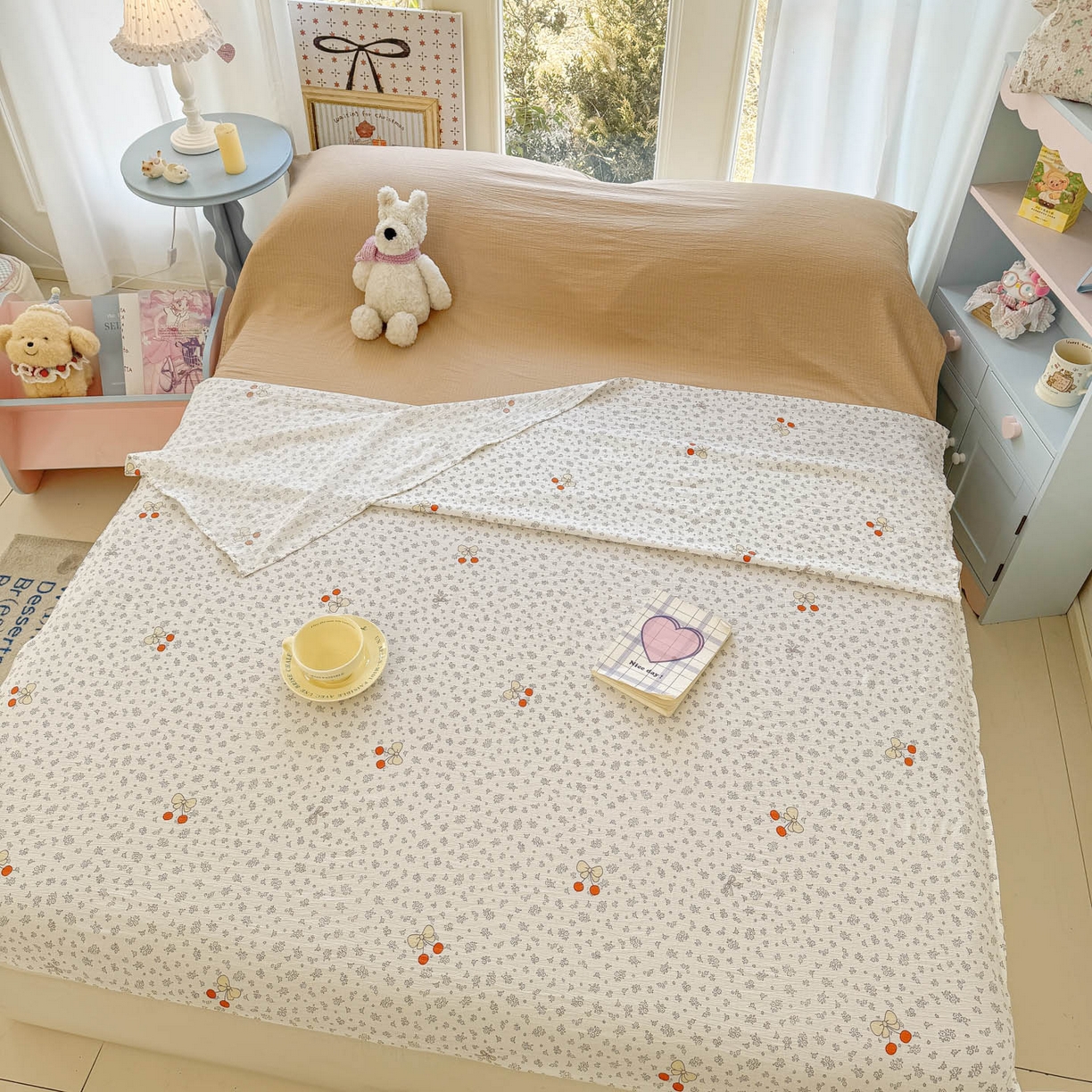 91家纺网 家纺一手货源 找家纺 Sweet dreams甜梦 2026新款A类皱皱双层纱小清新酒店一体式旅行睡袋 碎花樱桃