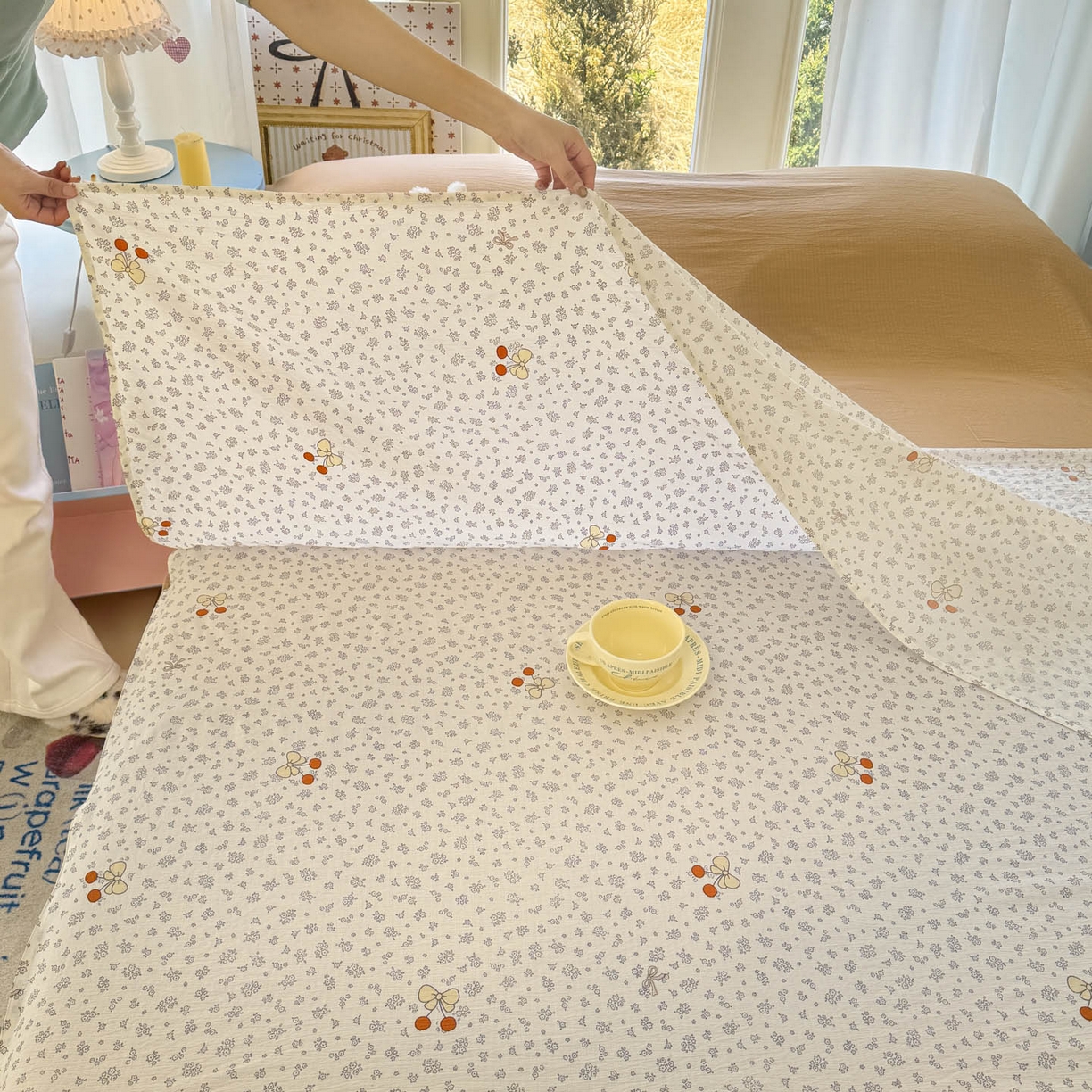 91家纺网 家纺一手货源 找家纺 Sweet dreams甜梦 2026新款A类皱皱双层纱小清新酒店一体式旅行睡袋 碎花樱桃