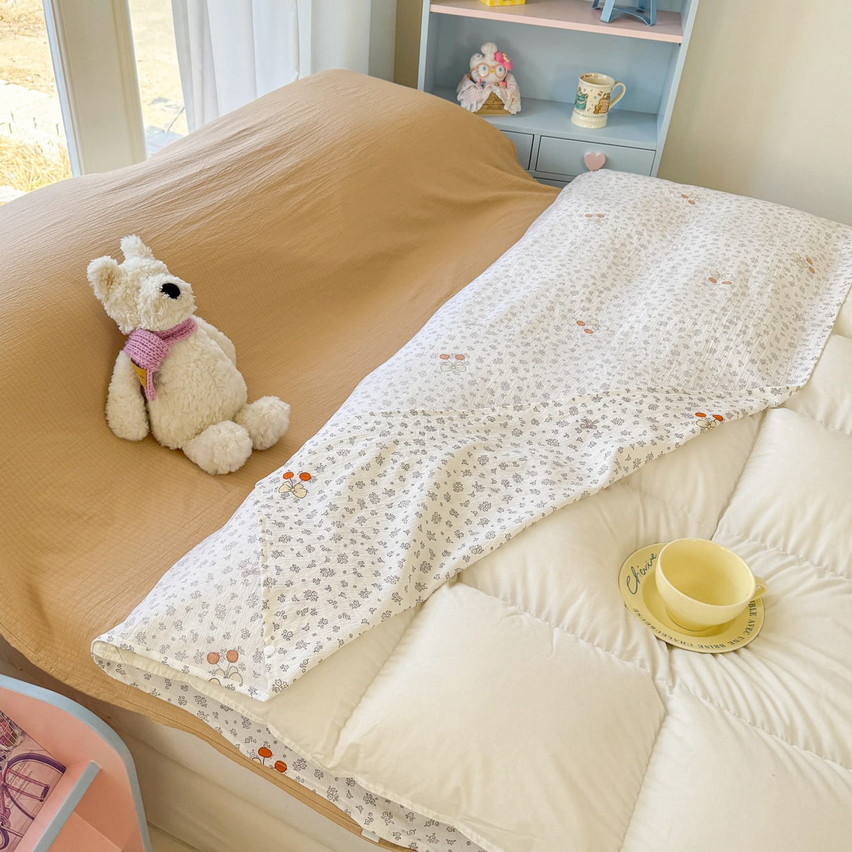 91家纺网 家纺一手货源 找家纺 Sweet dreams甜梦 2026新款A类皱皱双层纱小清新酒店一体式旅行睡袋 碎花樱桃