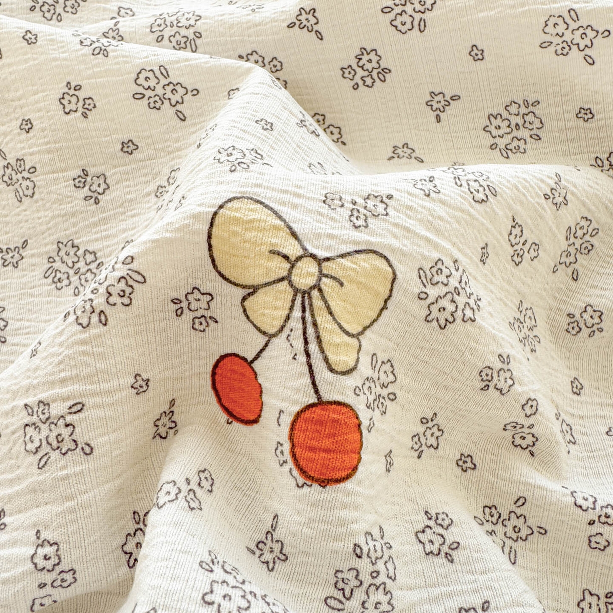 91家纺网 家纺一手货源 找家纺 Sweet dreams甜梦 2026新款A类皱皱双层纱小清新酒店一体式旅行睡袋 碎花樱桃