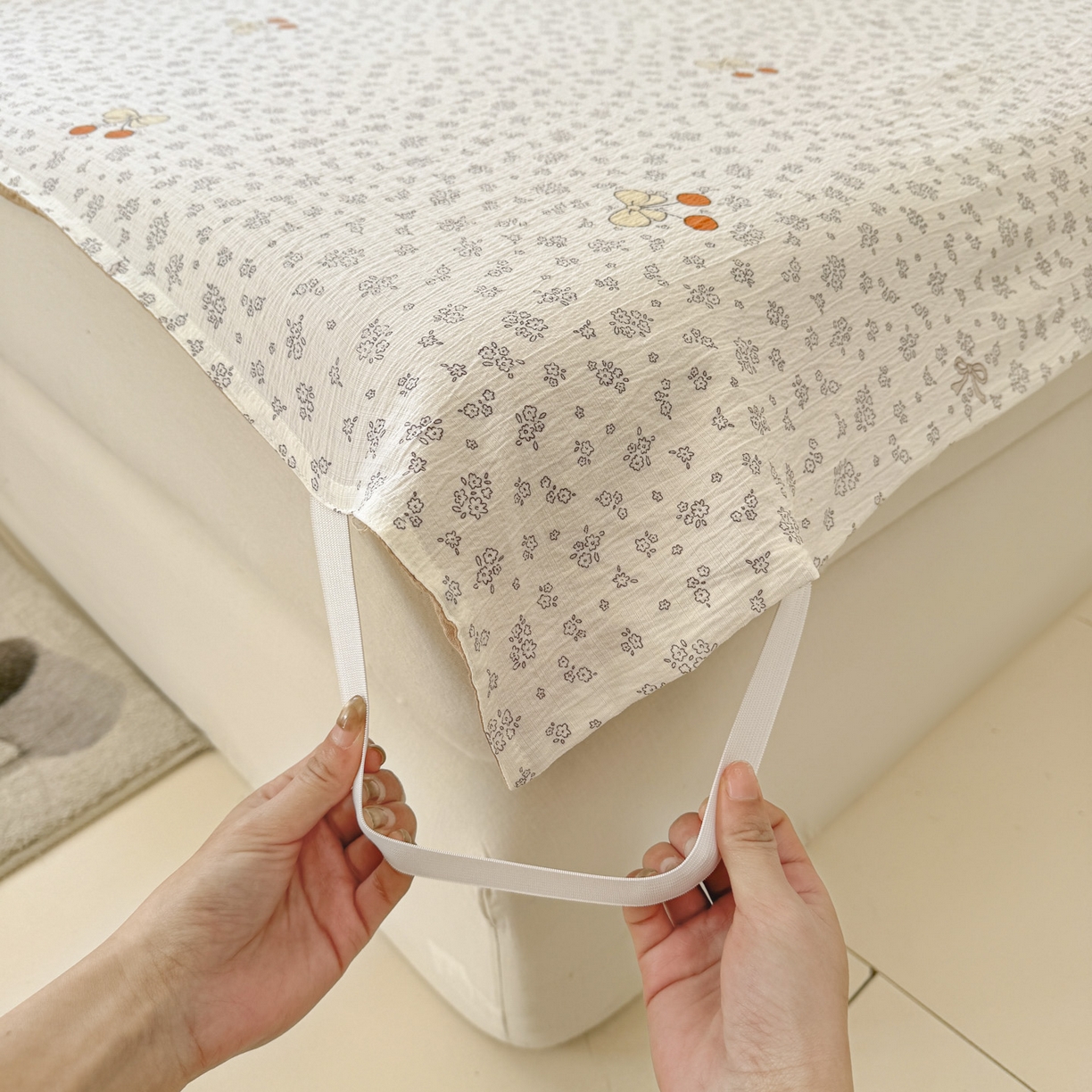 91家纺网 家纺一手货源 找家纺 Sweet dreams甜梦 2026新款A类皱皱双层纱小清新酒店一体式旅行睡袋 碎花樱桃