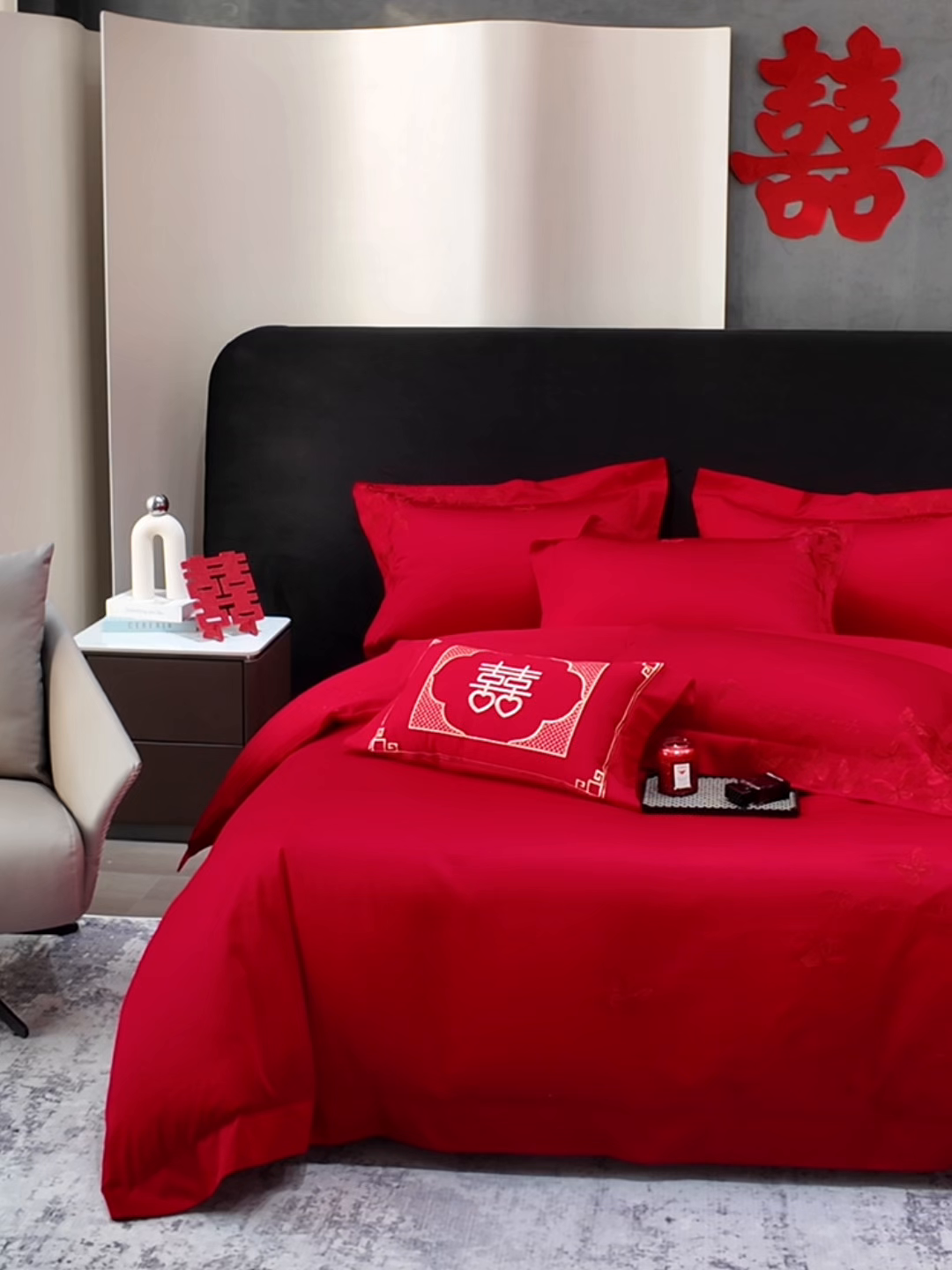 91家纺网 家纺一手货源 找家纺 星蕴家纺 2026新款高档全棉婚庆四件套 挚爱一生