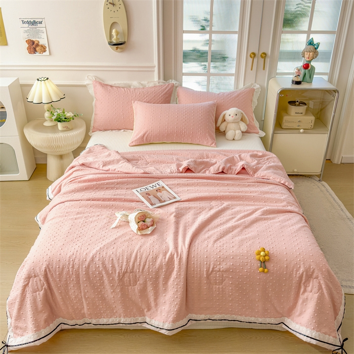 布凡家居 2026新款四层纱按摩豆豆被泡泡夏被子被芯 小花-豆沙