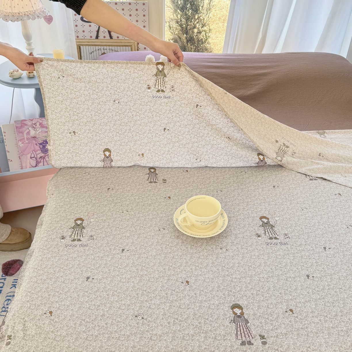 91家纺网 家纺一手货源 找家纺 Sweet dreams甜梦 2026新款A类皱皱双层纱小清新酒店一体式旅行睡袋 田园姑娘