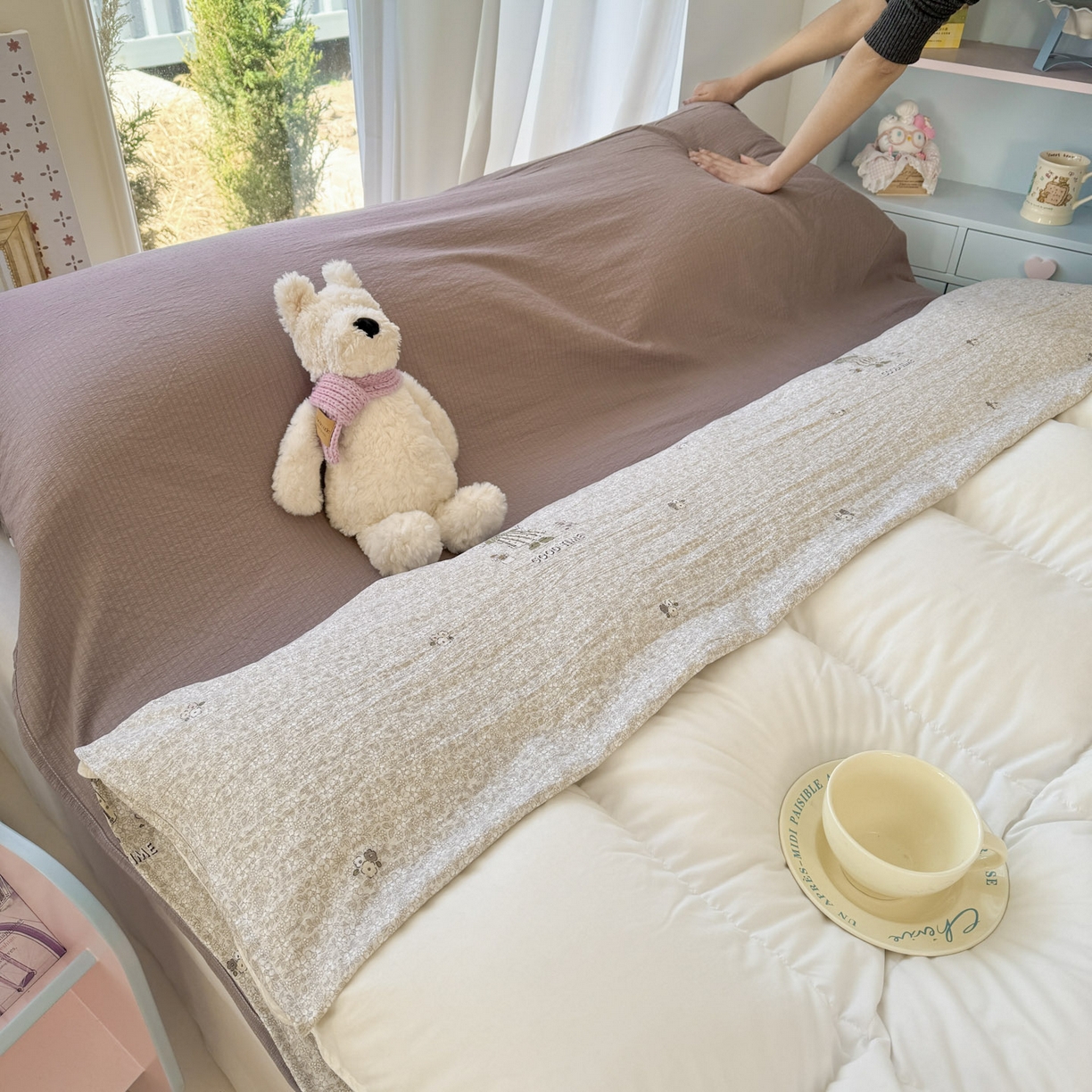 91家纺网 家纺一手货源 找家纺 Sweet dreams甜梦 2026新款A类皱皱双层纱小清新酒店一体式旅行睡袋 田园姑娘