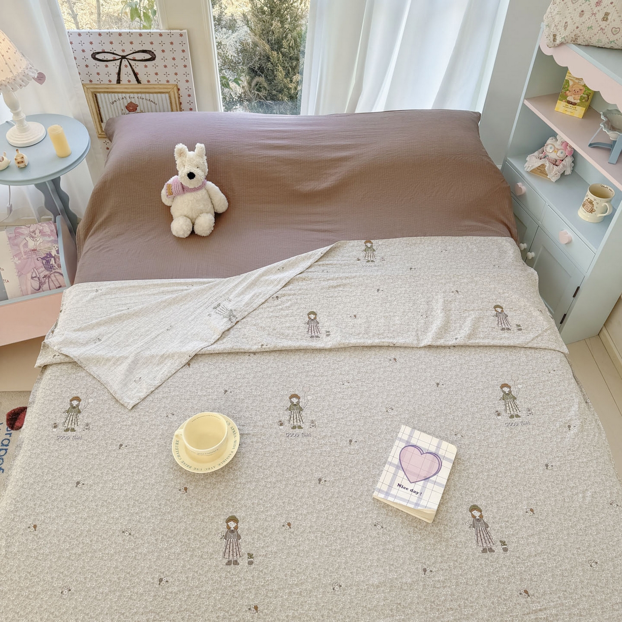 91家纺网 家纺一手货源 找家纺 Sweet dreams甜梦 2026新款A类皱皱双层纱小清新酒店一体式旅行睡袋 田园姑娘