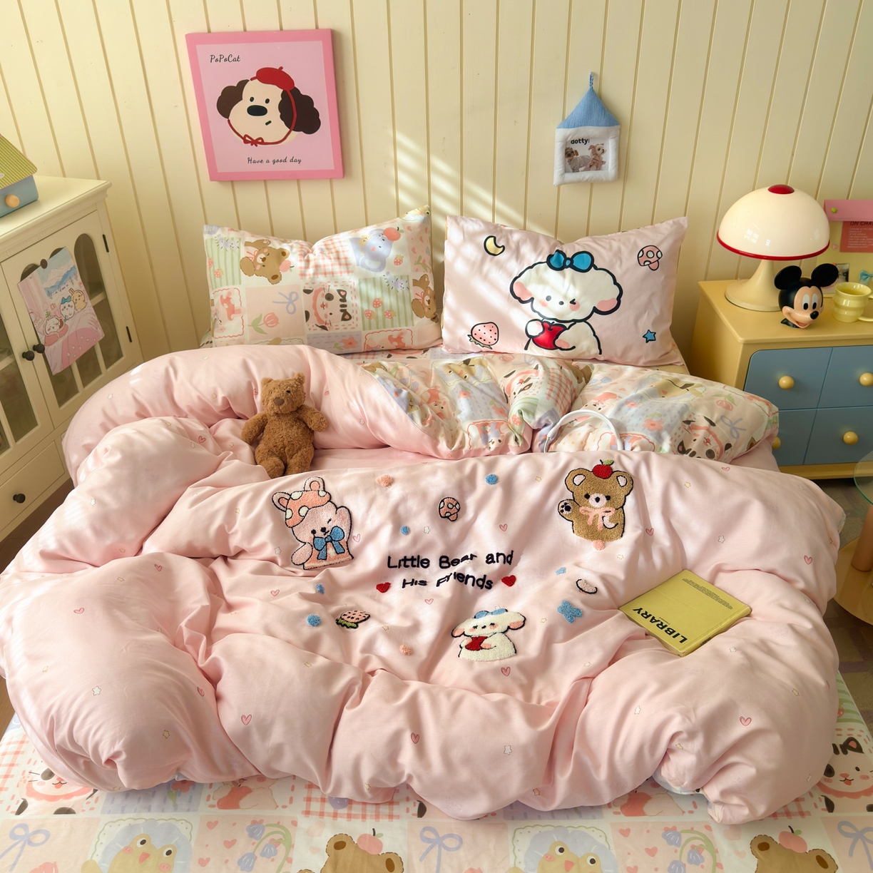 91家纺网 家纺一手货源 找家纺 （总）云锦家居 2026新款13370纯棉毛巾绣呆萌系列四件套第一波