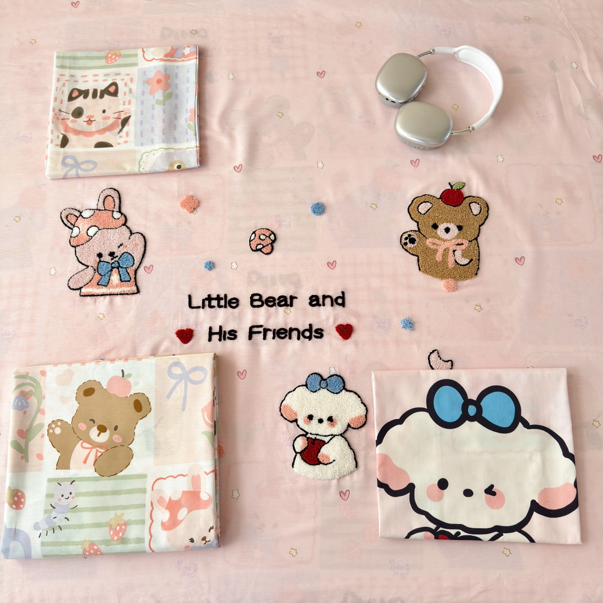 91家纺网 家纺一手货源 找家纺 云锦家居 2026新款13370纯棉毛巾绣呆萌系列四件套第一波 拼图屋