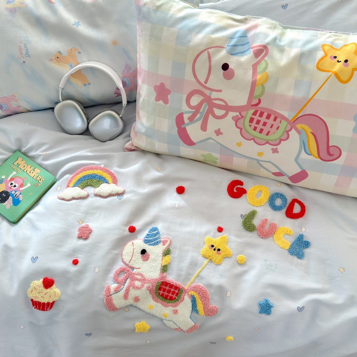 91家纺网 家纺一手货源 找家纺 云锦家居 2026新款13370纯棉毛巾绣呆萌系列四件套第一波 马上有钱 -蓝