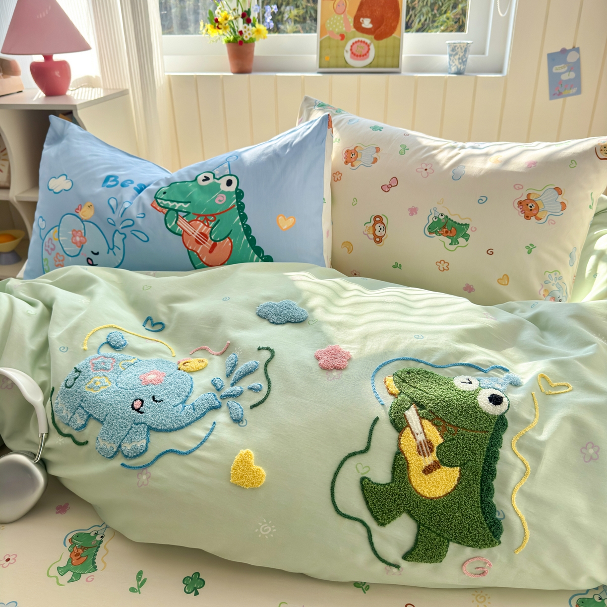 云锦家居 2026新款13370纯棉毛巾绣呆萌系列四件套第一波 动物世界