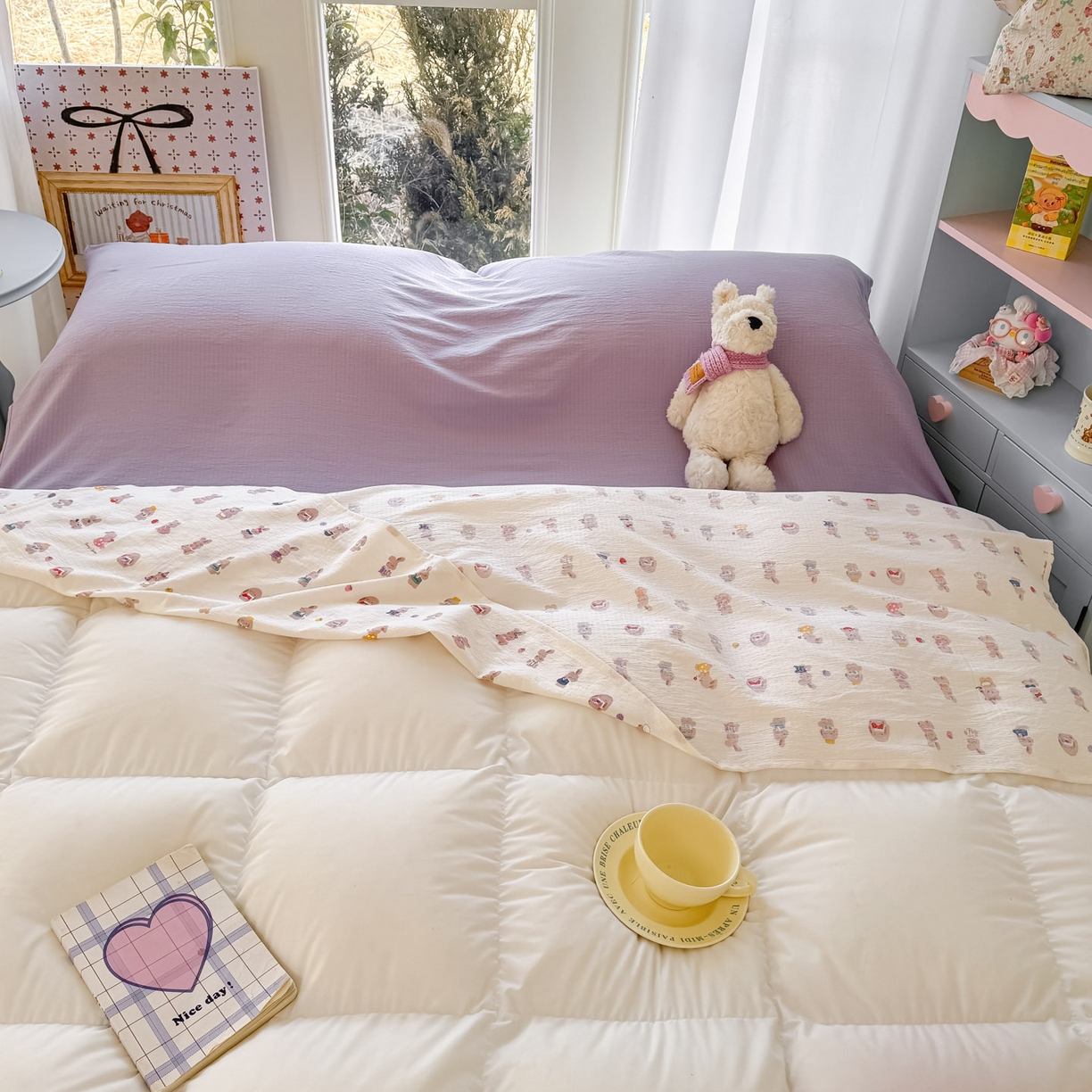 91家纺网 家纺一手货源 找家纺 Sweet dreams甜梦 2026新款A类皱皱双层纱小清新酒店一体式旅行睡袋 小兔仔