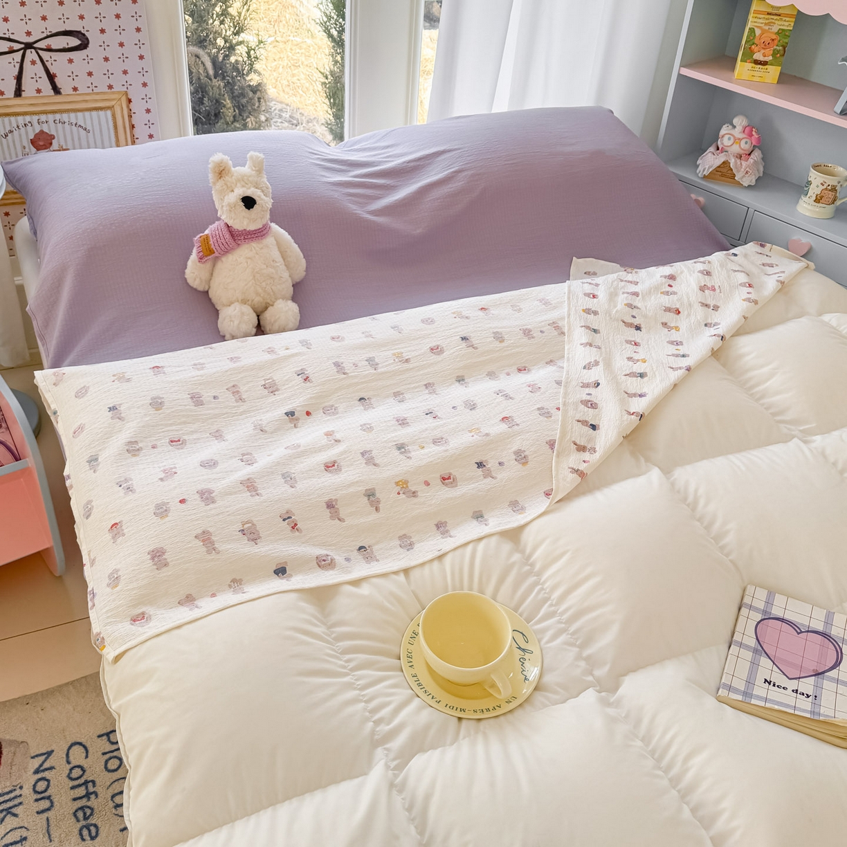 91家纺网 家纺一手货源 找家纺 Sweet dreams甜梦 2026新款A类皱皱双层纱小清新酒店一体式旅行睡袋 小兔仔