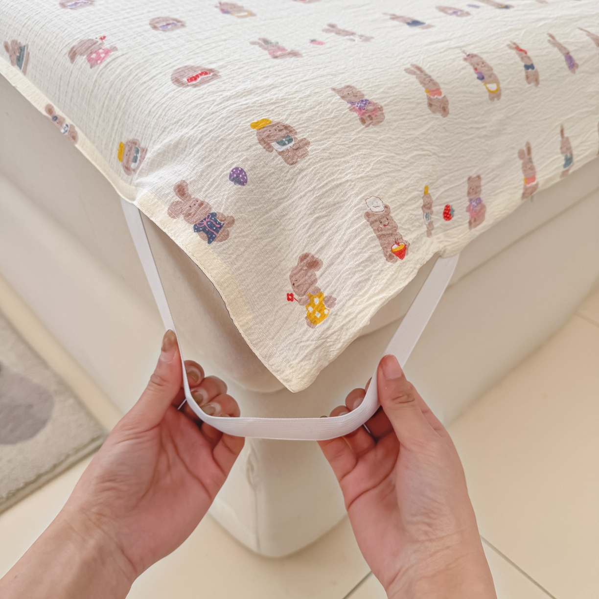 91家纺网 家纺一手货源 找家纺 Sweet dreams甜梦 2026新款A类皱皱双层纱小清新酒店一体式旅行睡袋 小兔仔