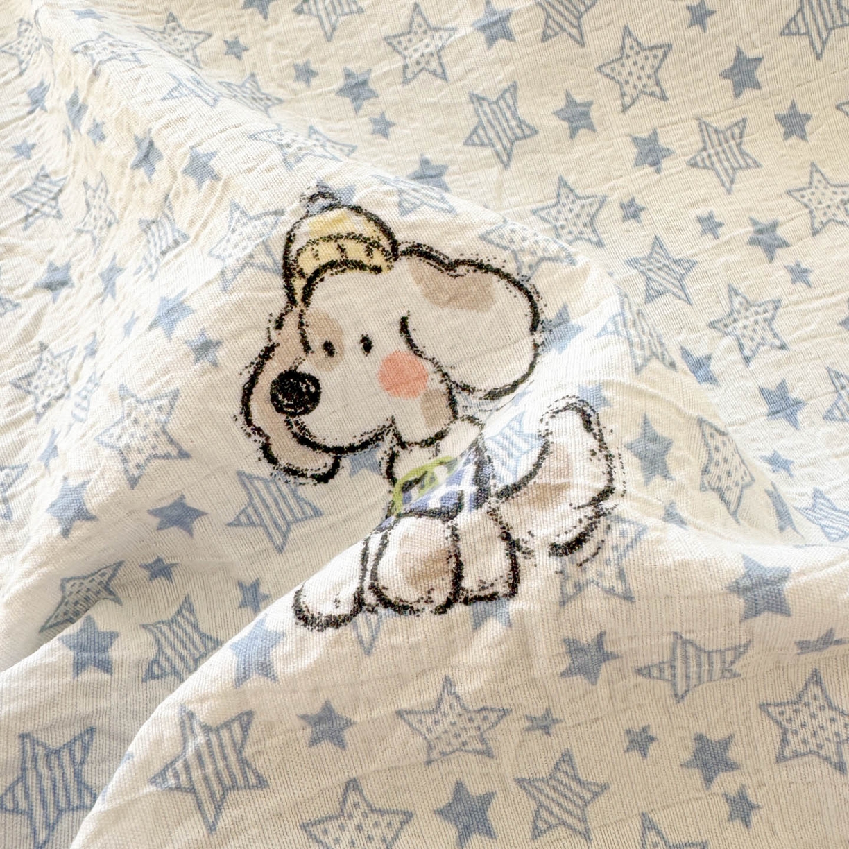 91家纺网 家纺一手货源 找家纺 Sweet dreams甜梦 2026新款A类皱皱双层纱小清新酒店一体式旅行睡袋 星星小狗