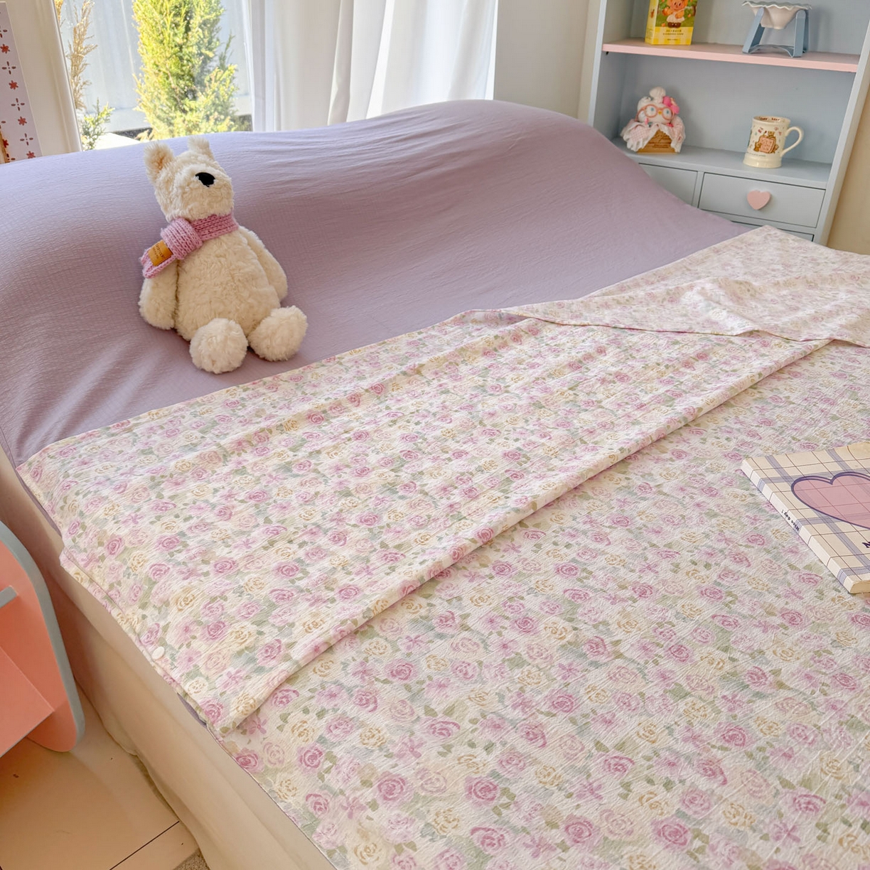 91家纺网 家纺一手货源 找家纺 Sweet dreams甜梦 2026新款A类皱皱双层纱小清新酒店一体式旅行睡袋 紫玫瑰