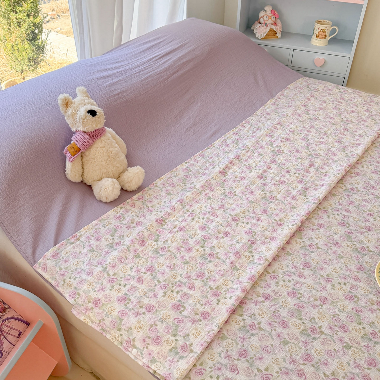 91家纺网 家纺一手货源 找家纺 Sweet dreams甜梦 2026新款A类皱皱双层纱小清新酒店一体式旅行睡袋 紫玫瑰