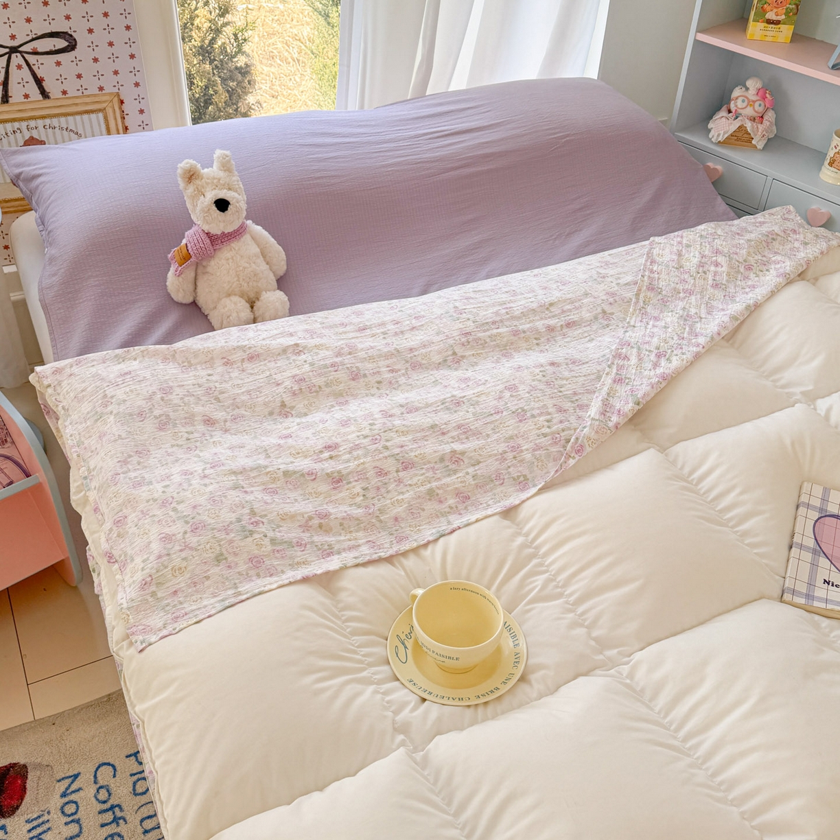 91家纺网 家纺一手货源 找家纺 Sweet dreams甜梦 2026新款A类皱皱双层纱小清新酒店一体式旅行睡袋 紫玫瑰