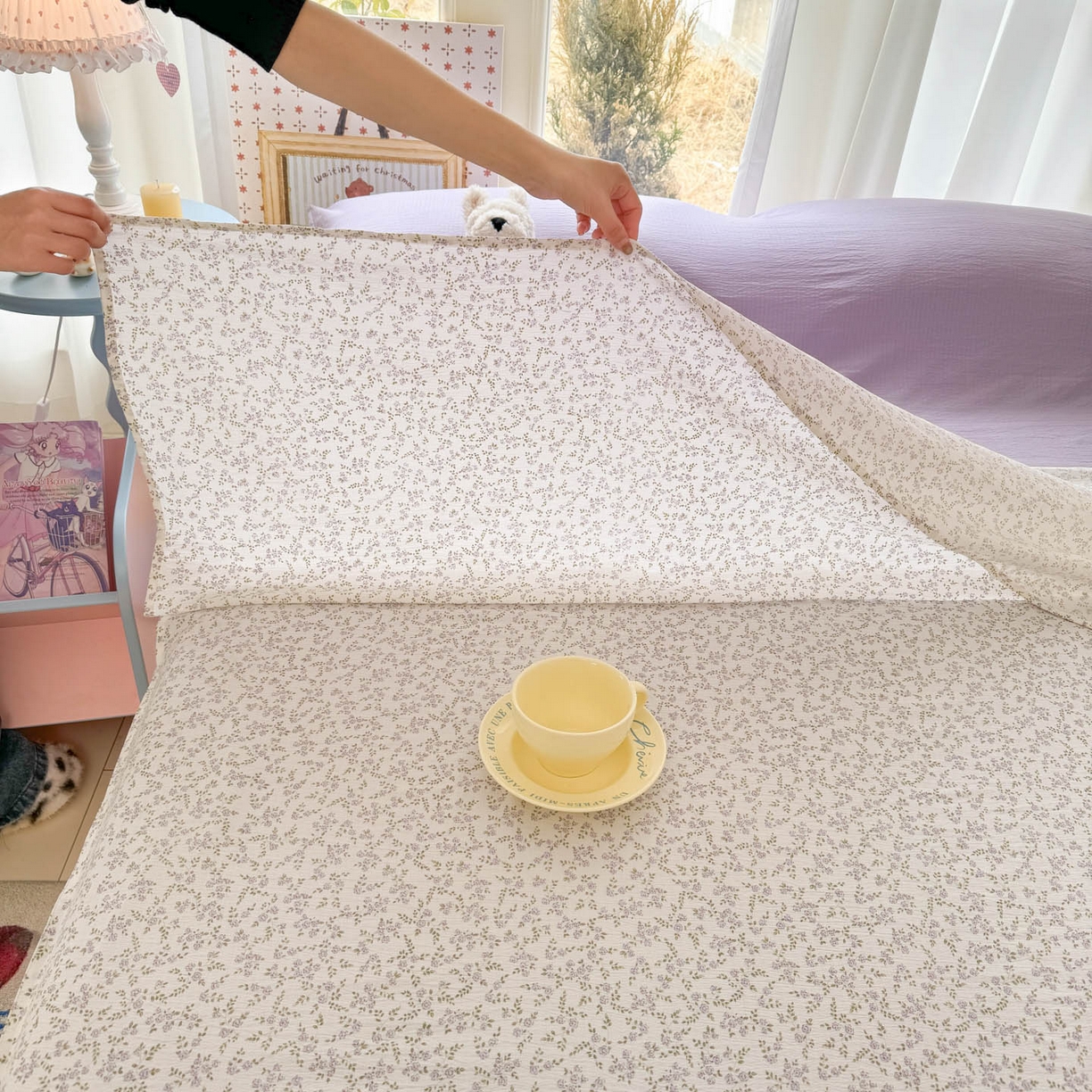 91家纺网 家纺一手货源 找家纺 Sweet dreams甜梦 2026新款A类皱皱双层纱小清新酒店一体式旅行睡袋 紫色小碎花