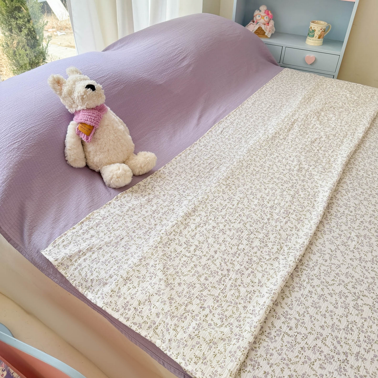 91家纺网 家纺一手货源 找家纺 Sweet dreams甜梦 2026新款A类皱皱双层纱小清新酒店一体式旅行睡袋 紫色小碎花