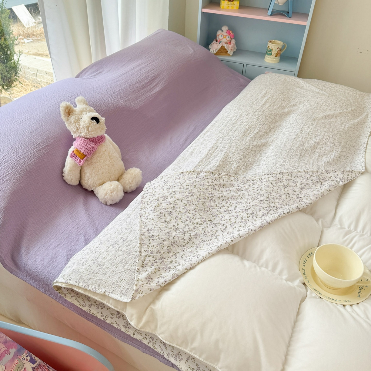 91家纺网 家纺一手货源 找家纺 Sweet dreams甜梦 2026新款A类皱皱双层纱小清新酒店一体式旅行睡袋 紫色小碎花