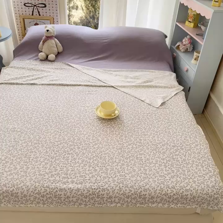 91家纺网 家纺一手货源 找家纺 Sweet dreams甜梦 2026新款A类皱皱双层纱小清新酒店一体式旅行睡袋 紫色小碎花