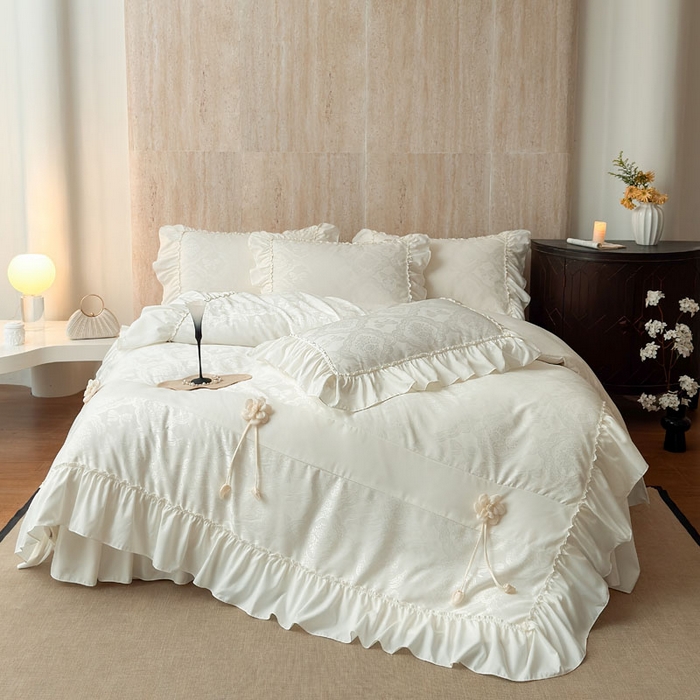 91家纺网 家纺一手货源 找家纺 （总）豪美鑫家纺 2026新款提花四件套 花开半夏系列