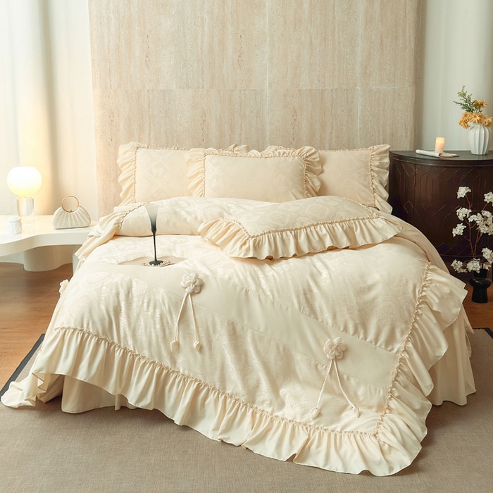 91家纺网 家纺一手货源 找家纺 （总）豪美鑫家纺 2026新款提花四件套 花开半夏系列