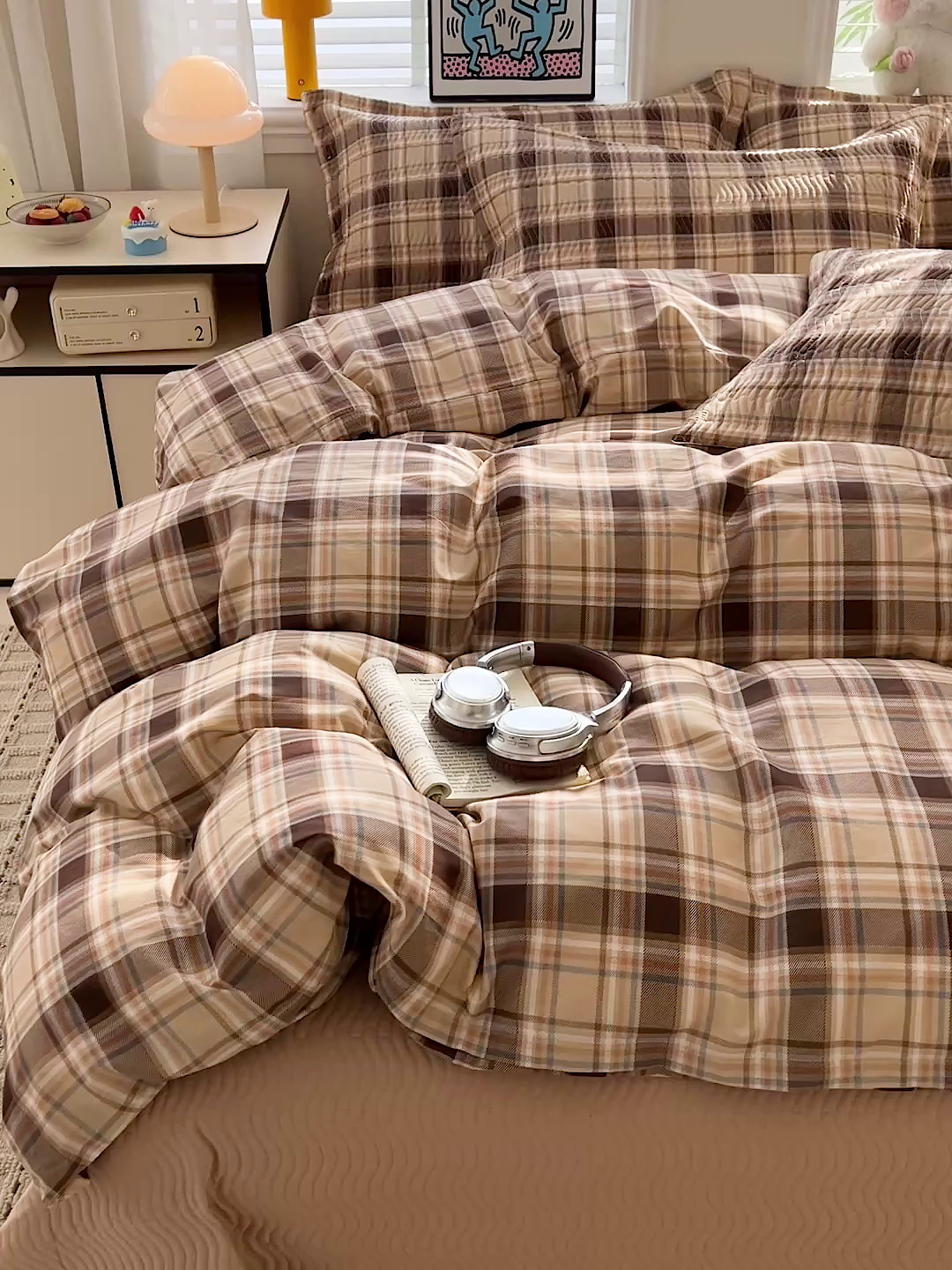 91家纺网 家纺一手货源 找家纺 梦精灵家纺 2026新款纯棉床盖四件套全棉绗缝夹棉防滑床单四季通用榻榻米单人学生宿舍 托马AB咖