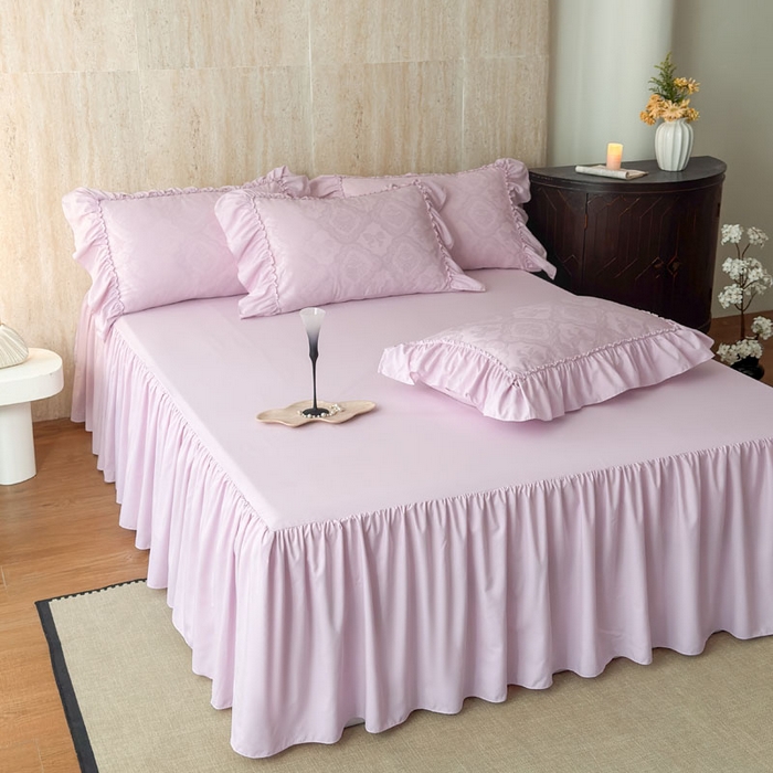 91家纺网 家纺一手货源 找家纺 豪美鑫家纺 2026新款提花四件套 花开半夏系列 花开半夏-淡紫