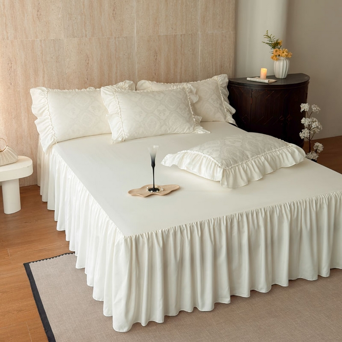 91家纺网 家纺一手货源 找家纺 豪美鑫家纺 2026新款提花四件套 花开半夏系列 花开半夏-奶白