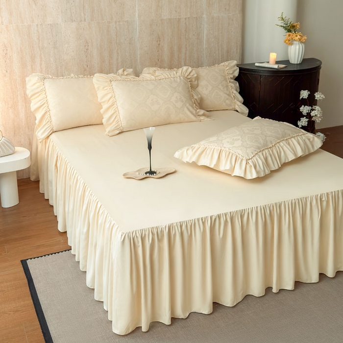 91家纺网 家纺一手货源 找家纺 豪美鑫家纺 2026新款提花四件套 花开半夏系列 花开半夏-香槟