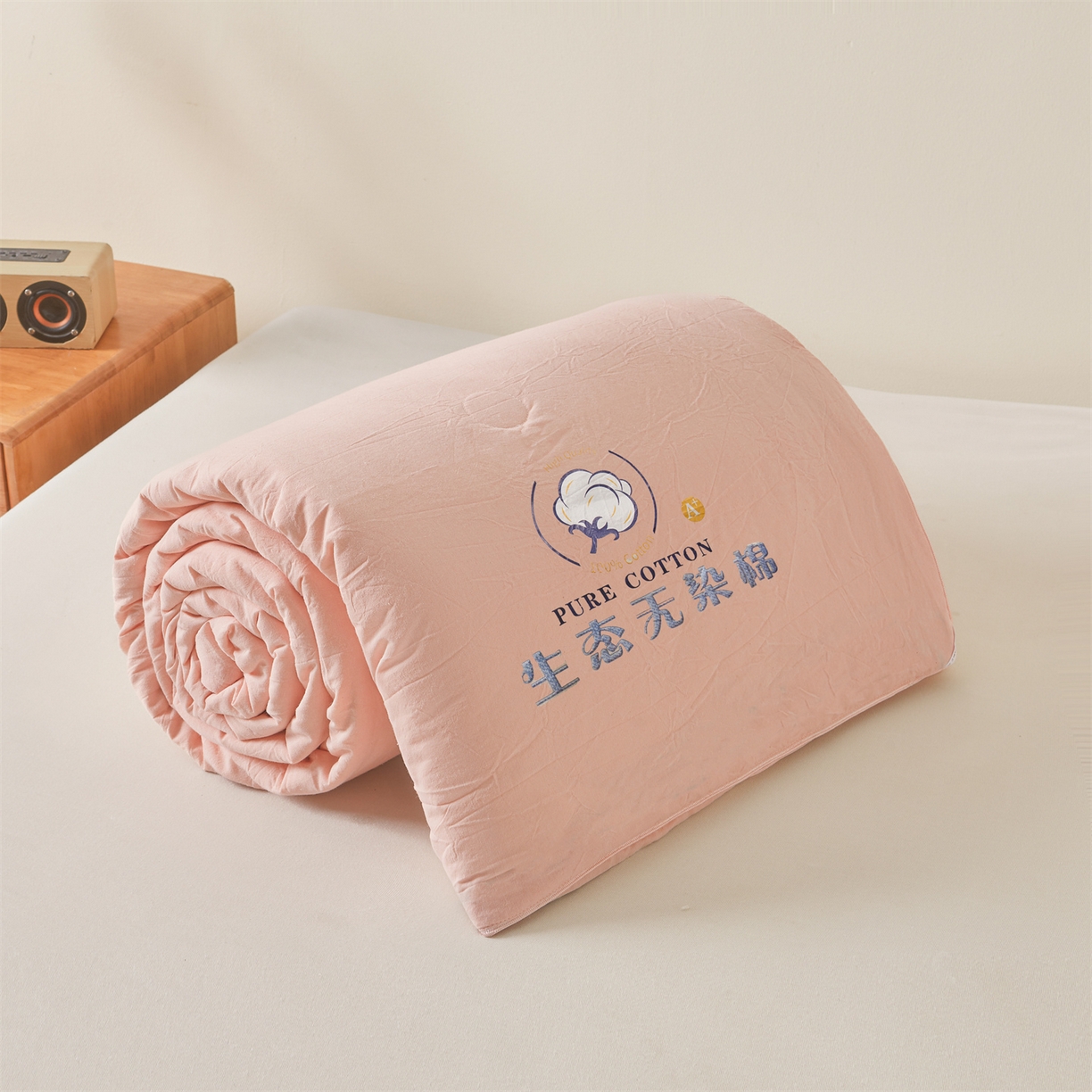 91家纺网 家纺一手货源 找家纺 招财星家纺 2026新款国标艾a类纯色100%新疆棉夏被夏凉被空调被棉花夏被棉花被子被芯热款含质检报告买家秀包检 莫奈-樱花粉