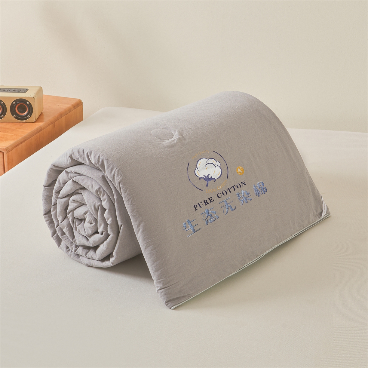91家纺网 家纺一手货源 找家纺 招财星家纺 2026新款国标艾a类纯色100%新疆棉夏被夏凉被空调被棉花夏被棉花被子被芯热款含质检报告买家秀包检 莫奈-典雅灰