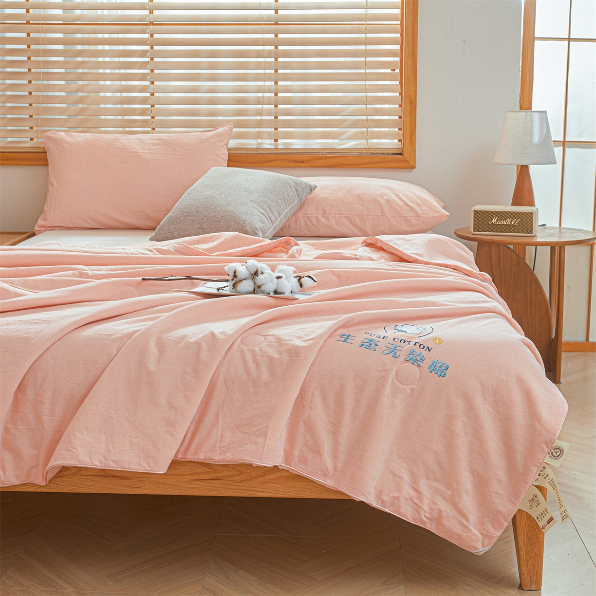 91家纺网 家纺一手货源 找家纺 招财星家纺 2026新款国标艾a类纯色100%新疆棉夏被夏凉被空调被棉花夏被棉花被子被芯热款含质检报告买家秀包检 莫奈-樱花粉