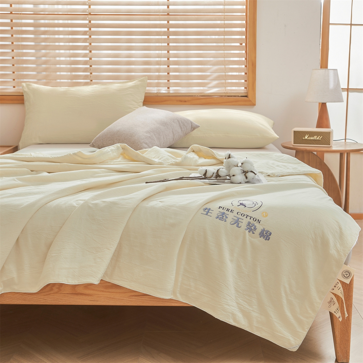 91家纺网 家纺一手货源 找家纺 招财星家纺 2026新款国标艾a类纯色100%新疆棉夏被夏凉被空调被棉花夏被棉花被子被芯热款含质检报告买家秀包检 莫奈-米白