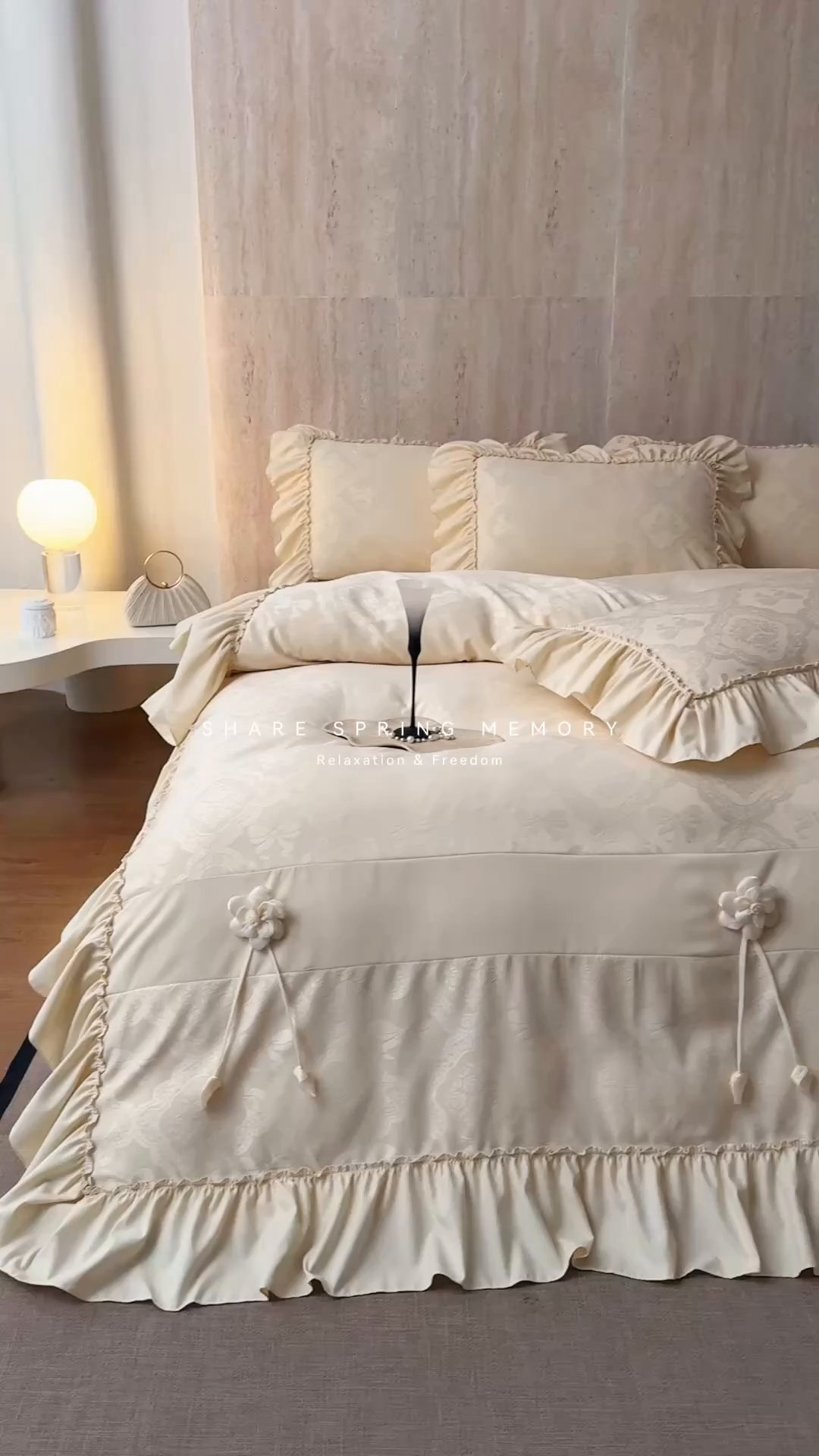 91家纺网 家纺一手货源 找家纺 豪美鑫家纺 2026新款提花四件套 花开半夏系列 花开半夏-香槟