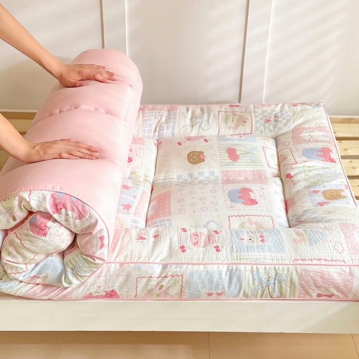 91家纺网 家纺一手货源 找家纺 小桃姐家纺 2025新款卡通床褥垫学生宿舍垫软床垫榻榻米床垫褥子铺盖 粉色猫咪