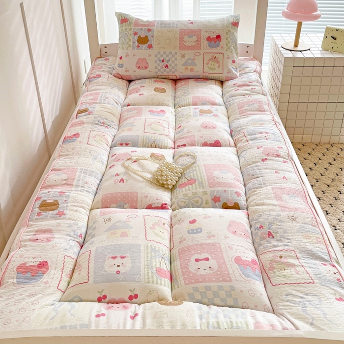 91家纺网 家纺一手货源 找家纺 小桃姐家纺 2025新款卡通床褥垫学生宿舍垫软床垫榻榻米床垫褥子铺盖 粉色猫咪