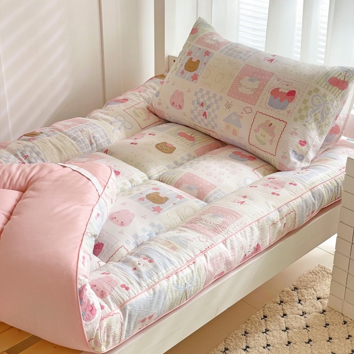 91家纺网 家纺一手货源 找家纺 小桃姐家纺 2025新款卡通床褥垫学生宿舍垫软床垫榻榻米床垫褥子铺盖 粉色猫咪