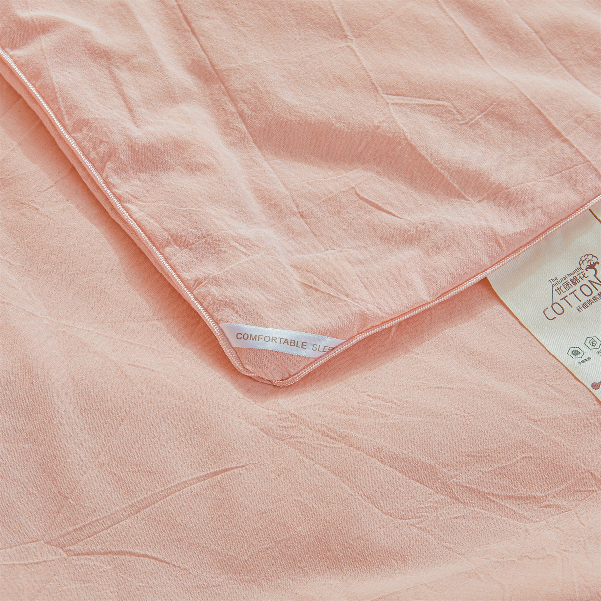 91家纺网 家纺一手货源 找家纺 招财星家纺 2026新款国标艾a类纯色100%新疆棉夏被夏凉被空调被棉花夏被棉花被子被芯热款含质检报告买家秀包检 莫奈-樱花粉