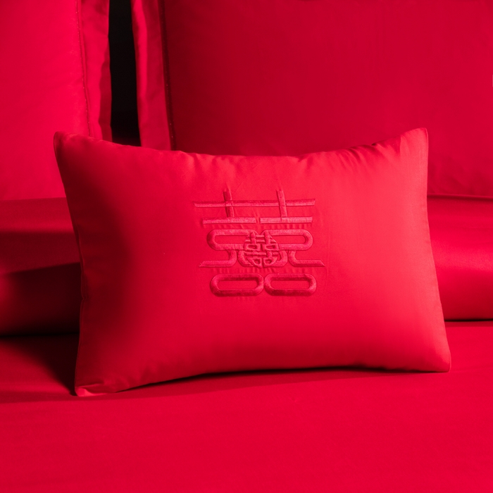 91家纺网 家纺一手货源 找家纺 慕她家纺 2026慕她大花工艺款全棉纯棉婚庆四件套大红色刺绣结婚床上用品 诗韵牡丹