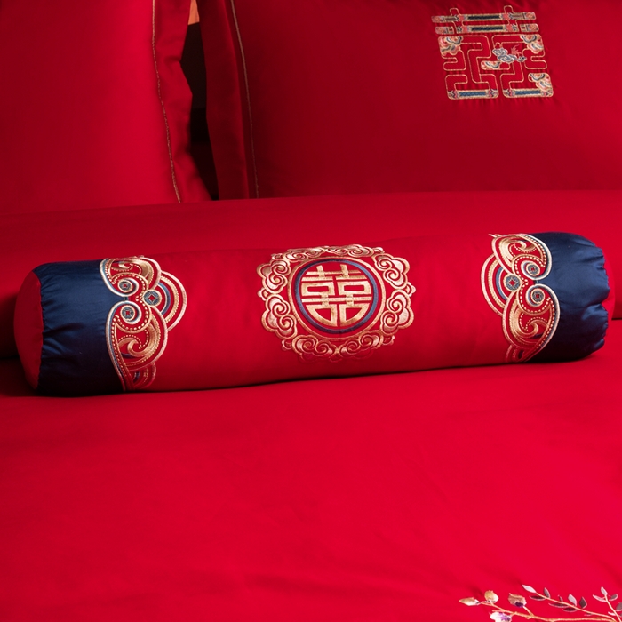 91家纺网 家纺一手货源 找家纺 慕她家纺 2026慕她大花工艺款全棉纯棉婚庆四件套大红色刺绣结婚床上用品 繁花似锦