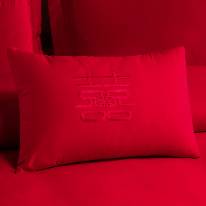 91家纺网 家纺一手货源 找家纺 慕她家纺 2026慕她大花工艺款全棉纯棉婚庆四件套大红色刺绣结婚床上用品 美丽红妆