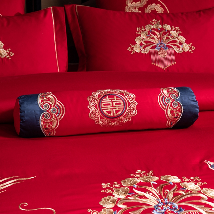 91家纺网 家纺一手货源 找家纺 慕她家纺 2026慕她大花工艺款全棉纯棉婚庆四件套大红色刺绣结婚床上用品 至尊龙凤