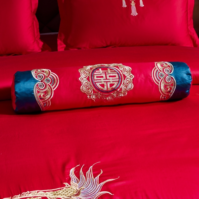 91家纺网 家纺一手货源 找家纺 慕她家纺 2026慕她大花工艺款全棉纯棉婚庆四件套大红色刺绣结婚床上用品 佳偶天成