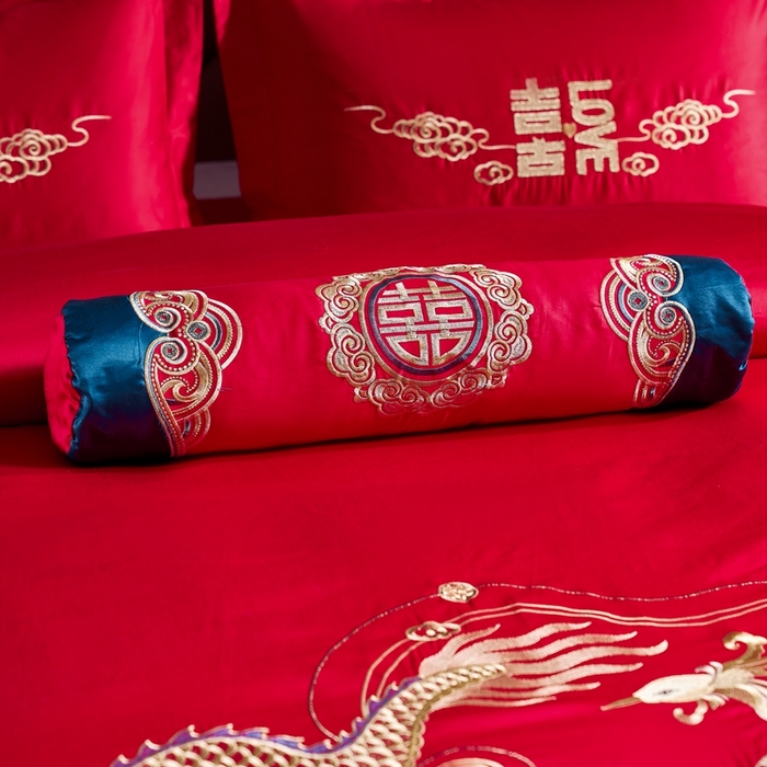 91家纺网 家纺一手货源 找家纺 慕她家纺 2026慕她大花工艺款全棉纯棉婚庆四件套大红色刺绣结婚床上用品 龙凤佳缘