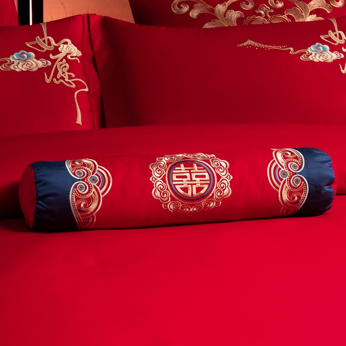 91家纺网 家纺一手货源 找家纺 慕她家纺 2026慕她大花工艺款全棉纯棉婚庆四件套大红色刺绣结婚床上用品 如愿