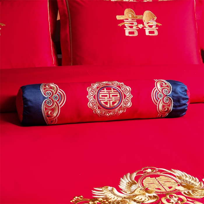 91家纺网 家纺一手货源 找家纺 慕她家纺 2026慕她大花工艺款全棉纯棉婚庆四件套大红色刺绣结婚床上用品 走进幸福 金