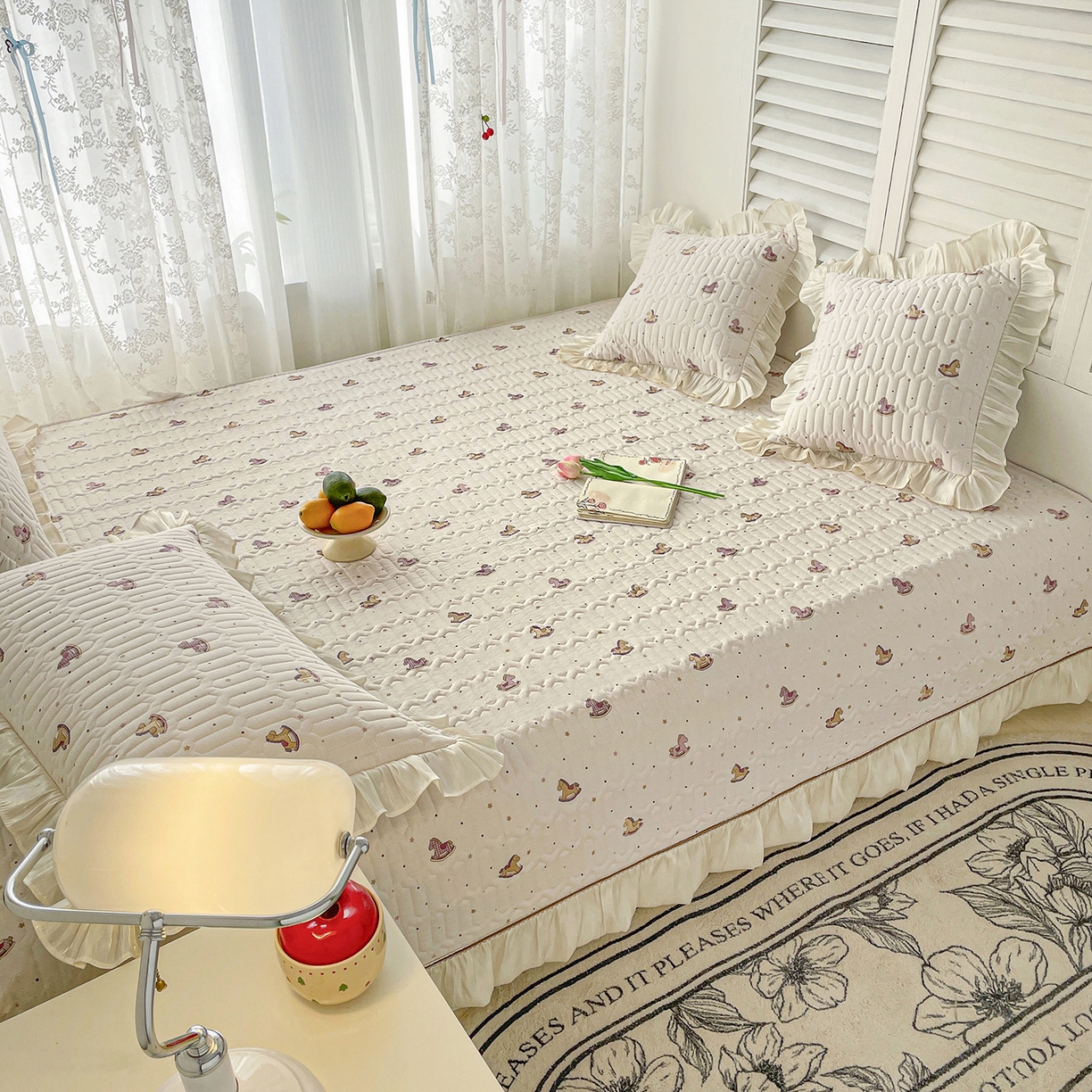 91家纺网 家纺一手货源 找家纺 美优兰 2026新款全棉榻榻米垫 粉色木马